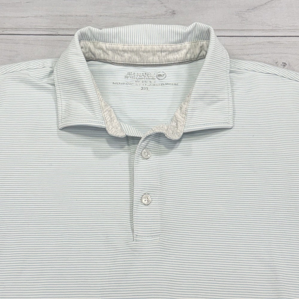 Vineyard Vines Polo Shirt Men 2XL Blue White Striped Jim Nantz Golf Whale Pima